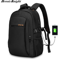 Heroic Knight Multifunctional Men Backpack Fit 15.6” Laptop Fashion Waterproof School Backpack USB Anti-Theft Travel Bag For Man