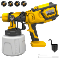 Cordless HVLP Paint Sprayer Compatible with Dewalt 18V Max Lithium Battery Electric Paint Spray Gun with 4 Copper Nozzles 1400ML Container Adjustable Flow Control for Furniture Fence Car DIY Painting image 3