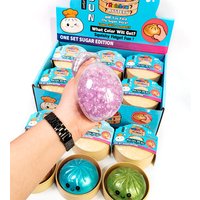 8CM Glitter Dumpling Squishy with Bead Sensory Squeeze Toy for Stress Relief with Bamboo Steamer Funny Gift Random Color