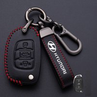 Leather Car Key Case Bag For Hyundai ix25 ix35 i10 i30 Solaris Tucson Sonata Santa Fe Sport Mistra Elantra Creta Verna 2015-2018