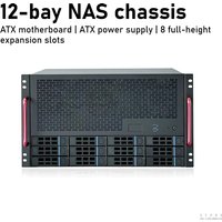 JMCD 12S4 High-Performance Gaming PC Cases 12-bay NAS Chassis, ATX Motherboard, ATX Power Supply, for Entrepreneurs AIO Servers