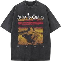 New in Top & Tees Mens T-Shirt Camisetas Rock Band Alice in Chains Dirt Washed Vintage Short Sleeved Round Neck Y2k Tshirt image 4