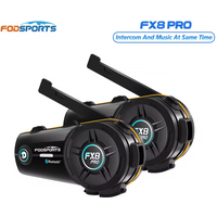 2 Stück Fodsports FX8 Pro Motorrad-Intercom Bluetooth-Helm-Headset, 8 Fahrer 2000m Reichweite, APP-Unterstützung