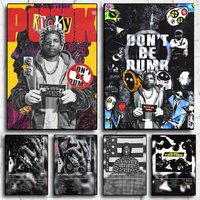 A-A$AP Rocky Rapper Music Poster Home Living Bed Room Bar Hallway Sticky Wall Printing Waterproof Aesthetic Decor