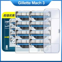Gillette Mach 3 Shaver Head Razor Refills Cartridges with Lubstrips 3 Layers Blades Fast Smooth Cutting Men's Beard Face Care