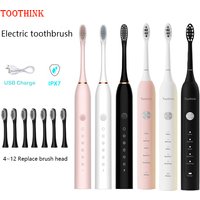 Sonic Electric Toothbrush Adult Smart Timing Tooth Brush Teeth Clean Whitening Fast USB Rechargeable Toothbrush Replacement Head