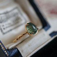 Summer model natural chalcedony seaweed green water droplets ladies ring temperament fresh and exquisite jewelry