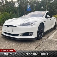 For Tesla Model S 2016-2020 Carbon Fiber Car Front Bumper Lip/FRP Front Spoiler Kits Car Accessories Body Kits Trim Protection