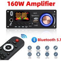 160W Amplifier Bluetooth Decoder Board DIY 12V 6.5mm Microphone FM Radio TF USB Car Audio Music Player Speakers Volume Control