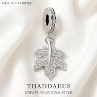 Charm Pendant Maple Leaf,Europe Good Jewelry For Women,Spring Gift In 925 Sterling Silver