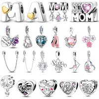 925 Sterling Silver Heart Mom Family Infinity Love Charm Beads for Bracelets Necklace Women Anniversary Birthday Gift Jewelry