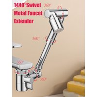 New Universal Metal 1440°Swivel Faucet Extender 2 Modes Tap Aerator Splash Retractable Robotic Arm Kitchen Sink Faucet Extension