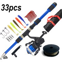 33pcs Beginner Fishing Combo 1.8m - Kids Telescopic Rod, Reel & Accessories for Outdoor Lake & Pond Fishing