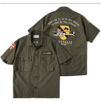 American Retro MAVC Advisory Group Shirt Men's OG107 Helicopter Embroidery Short Sleeve Standard Fit Thickened Summer Shirt