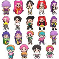 19Pcs Potdemiel K-POP Series Shoe Charms For DIY Charms Shoe Decoration Accessories Shoe Pins Bubble Slides Sandals Great Gift