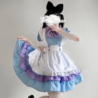 Bow Maid Lolita Dress, Classic Retro Soft Uniform, Elegant Princess Vintage Sweet Cosplay Full Set for Daily Casual Party Wear