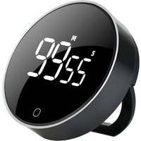 LED Digital Rotary Timer USB Rechargeable Magnetic Baking Countdown Reminder 3-Level Volume Back Bracket Design Kitchen Gadgets
