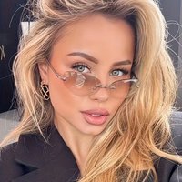 Rimless Oval Sunglasses Women Small Oval Gradient Metal Frame Punk Decorative Glasses Men Goggles Female Eyewear