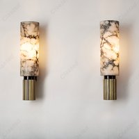 Kreatywna Nowa Lampa Ścienna LED z Miedzi i Marmuru do Salonu, Korytarza, Sypialni, Lampka Nocna, Wysokiej Jakości Dekoracyjne Oświetlenie Atmosferyczne