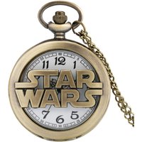 Star Wars Pocket Watch Bronze Quartz Wall Clock Girls Boys Anime Pendant Clock Chain with Chain Cartoon Hanging Watches Quartz