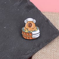 Cute and adorable cartoon alloy badge, trendy capybara water buffalo backpack decoration, waist-fixing brooch.