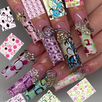 24pcs Gothic Punk Style Fake Nails European Y2k Metal Star Design Press on Nails Sweet Cool Long Ballet False Nail Patches