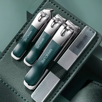 New Nail Clippers Set 4 Pcs with Rotating Leather Bag Professional Trimmer Pedicure Care Tools Manicure Set Home Care Gift