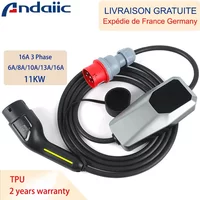 Chargeurs domestiques enfichables T2 11 kW (adaptateur rouge) 10M 6A-16A courant réglable Europe voiture véhicule électrique étanche