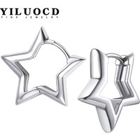 YILUOCD Hypoallergenic Starlike Earrings 18K Gold Plated Star Shape Hoop Earrings for Women Star Ear Buckle Minimalist Jewelry