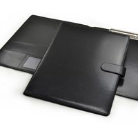 Black A4 Leather Padfolio Portfolio File Folder Clipboard Clip Document Organizer Business Meeting Clamp Writing Pad for Office