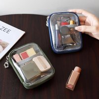 1PC PVC Clear Storage Bag 14cm Waterproof Hard Shell Organizer For Headphone Data Cable Toiletry Travel Multi-Functional Case