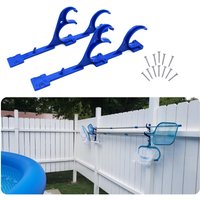 2Pcs Outdoor Pole Hanger Swimming Pool Stick Hook Plastic Telescopic Rod Holder with Screws for Net Brushes Garden Hoses