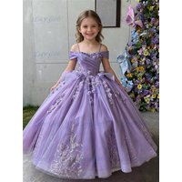 New Flower Girl Dress with Ruffles Crystal 3D Flowers Girls Pageant Dresses Tiered Lace Applique First Communion Ball Dresses