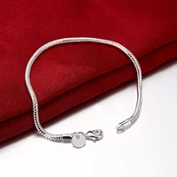 925 sterling silver 3MM snake bone chain Bracelets for women luxury Fashion Party Wedding Accessories Jewelry Christmas Gifts