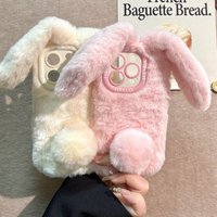 Plush rabbit cute soft shell for iPhone 14 16 17 12ProMax Plush rabbit ear cartoon shell for Apple 15 11Pro protective case