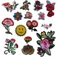 Flower Pattern Embroidery Hot Melt Adhesive Ironing Embroidery Fabric Patch Can Be Sewn Decorative Clothing Patch Patch