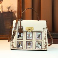 Fashionable and luxurious women's handbag 2026 new high-end embroidered cute cat shoulder crossbody bag