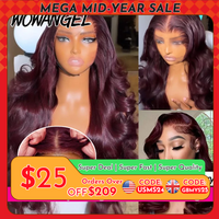 Pre Everything 13x6 HD Lace Front Wig 99J Burgundy Glueless Pre Cut Lace Body Wave Wigs Human Hair Wigs Brazilian Hair For Women