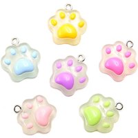 10pcs 20mm Simulated Cute Luminous Cat Paws Resin Accessories Charms Handmade Jewelry DIY Earring Necklace Keychain