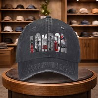 A London Printed Baseball Cap, a Casual Duckbill Hat, Stylish And Adjustable for Outdoor Use, Suitable for Travel And Beach Vaca