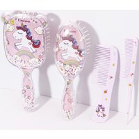 Hairdressing comb set, 2pcs unicorn printed airbag combs, 1pcs handle comb, 1pcs pointed tail comb, special for real hair wigs