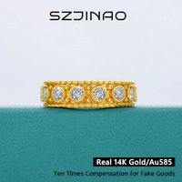 3MM Sparkling Moissanite Ring for Women Real 14K Gold Au585 Round Cut VVS1 Diamond for Wedding Band Gifts Fine Jewelry