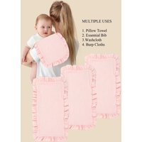 3-piece soft cotton baby bib/shoulder towel/baby burping mat/burping towel with ruffled edges