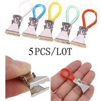 5PC Towel Clip of Metal Clothes Pegs Stainless Steel Clothespins Colorful Laundry Tea Towel Hanging Clips Loops Kitchen Bathroo