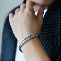 Hot Sale Retro Thai Silver Bracelet Six-Character Mantra Hand Braided Couple Bangle Men Women Jewelry