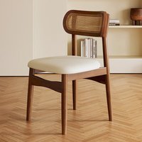 Dining Chair Chinese Antique Solid Wood Rattan Chair Hotel Backrest Restaurant Dining Table Leisure Chair