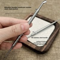 Double-Headed Stainless Steel Nail Pusher Cuticle Remover Russian Circle Scraper for Manicure Dead Skin Push Tool