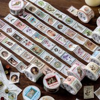 8 styles Retro Stamp Coffee Style and Paper Tape Retro Post Office Series Scrapbook DIY Sticker Label Decoration Essential
