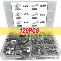 120pcs 304 Stainless Steel Self-tapping Screws U type Clips M4.2/4.8/3.5 for Car Motorcycle Fastener Fender Bumper Protection