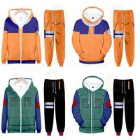Anime Naruto Tracksuit 2pcs Sweatshirt and Sweatpants Uchiha Sasuke Kakashi Sportswear Suit Teens Boys Girls Cartoon Tracksuit